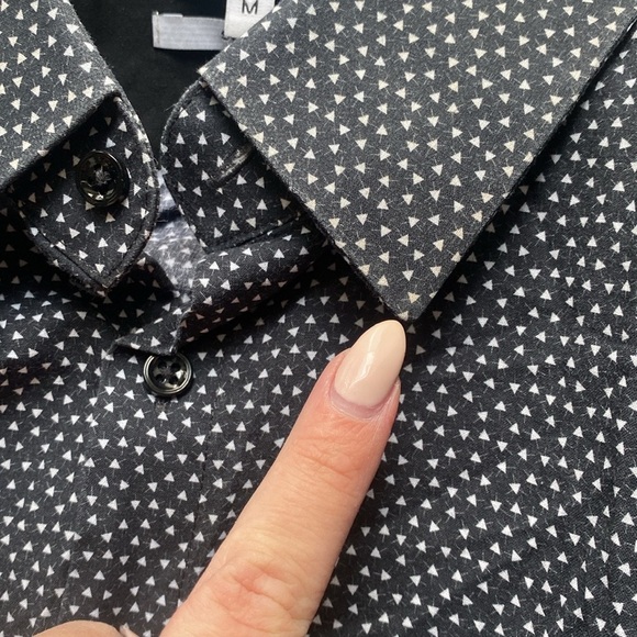 Reiss Bruin Slim Fit Cotton Navy Blue Patterned Button Down Dress Shirt Size M - Picture 6 of 10